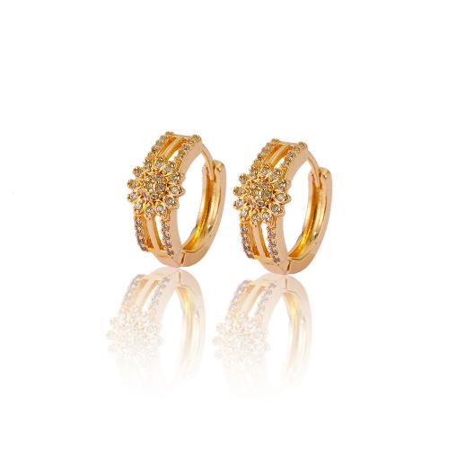 Cubic Zirconia Micro Pave Brass Earring, plated & micro pave cubic zirconia & for woman, gold 