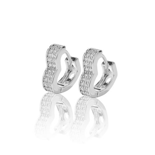 Cubic Zirconia Micro Pave Brass Earring, plated & micro pave cubic zirconia & for woman, silver color 