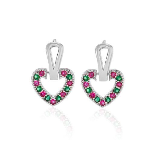 Cubic Zirconia Micro Pave Brass Earring, plated & micro pave cubic zirconia & for woman 