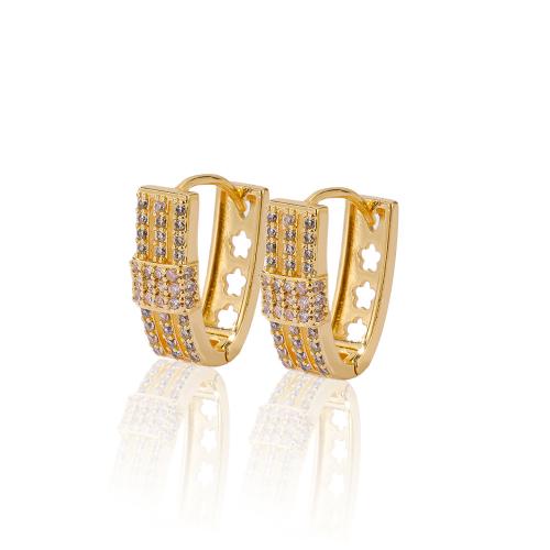 Cubic Zirconia Micro Pave Brass Earring, plated & micro pave cubic zirconia & for woman, gold 