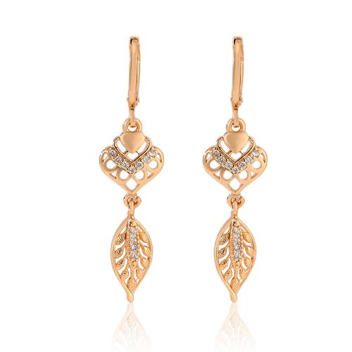 Cubic Zirconia Micro Pave Brass Earring, plated & micro pave cubic zirconia & for woman, Champagne 