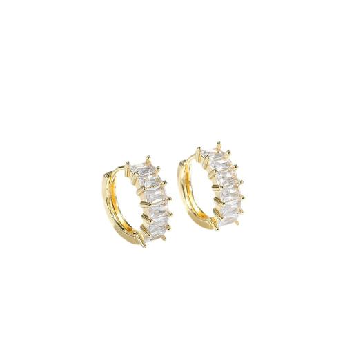 Cubic Zirconia Micro Pave Brass Earring, plated, micro pave cubic zirconia & for woman 