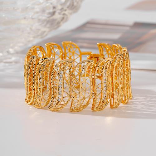 Cubic Zirconia Micro Pave Brass Bracelet, plated, micro pave cubic zirconia & for woman, gold 