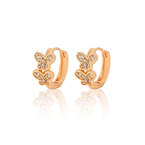 Cubic Zirconia Micro Pave Brass Earring, Butterfly, plated, micro pave cubic zirconia & for woman 