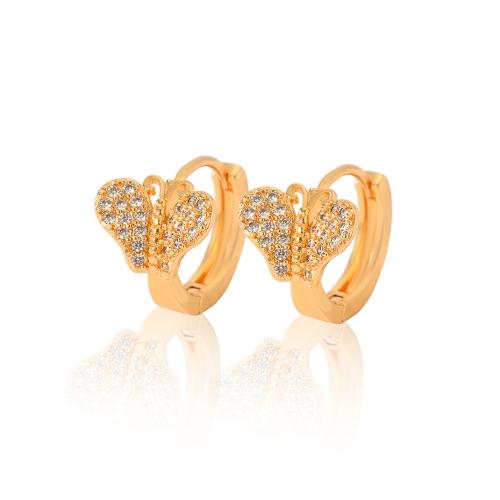 Cubic Zirconia Micro Pave Brass Earring, Butterfly, plated, micro pave cubic zirconia & for woman 