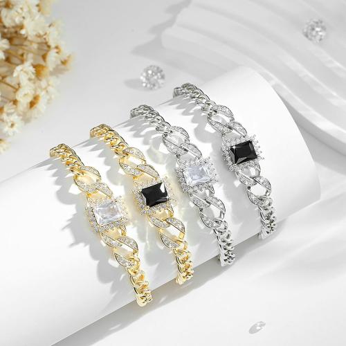 Cubic Zirconia Micro Pave Brass Bracelet, plated, micro pave cubic zirconia & for woman 