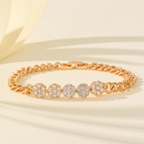 Cubic Zirconia Micro Pave Brass Bracelet, plated, micro pave cubic zirconia & for woman, gold 