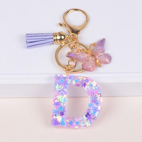 Zinc Alloy Key Clasp, with Sequins & Resin, epoxy gel, multifunctional golden, Product package size 