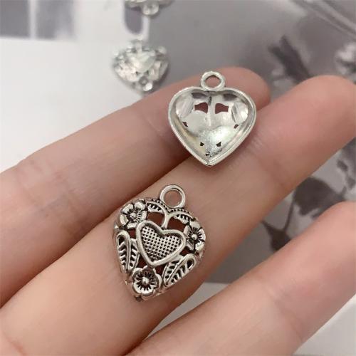 Zinc Alloy Heart Pendants, antique silver color plated, DIY 