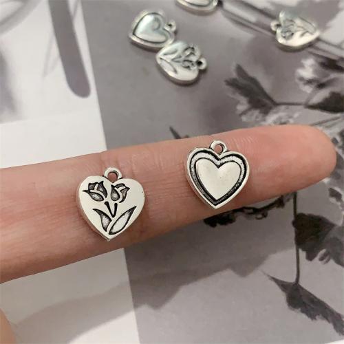 Zinc Alloy Heart Pendants, antique silver color plated, DIY 