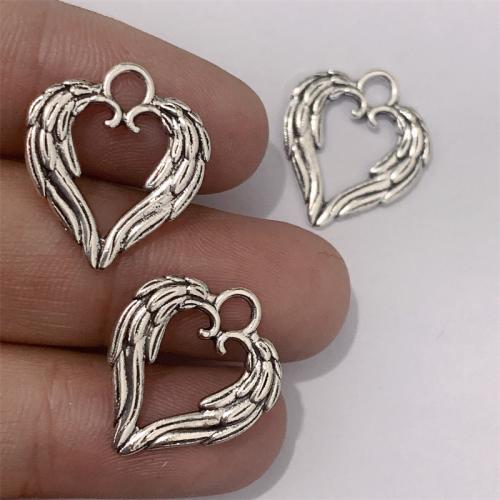 Zinc Alloy Heart Pendants, antique silver color plated, DIY 