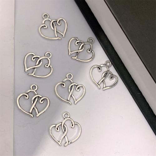 Zinc Alloy Heart Pendants, antique silver color plated, DIY 