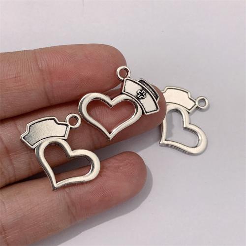 Zinc Alloy Heart Pendants, antique silver color plated, DIY 