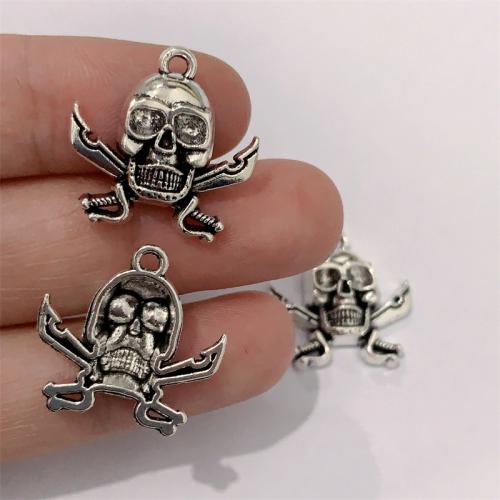 Zinc Alloy Skull Pendants, antique silver color plated, DIY 