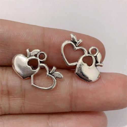 Zinc Alloy Heart Pendants, Apple, antique silver color plated, DIY 