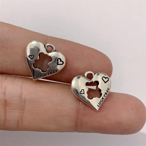 Zinc Alloy Heart Pendants, antique silver color plated, DIY 