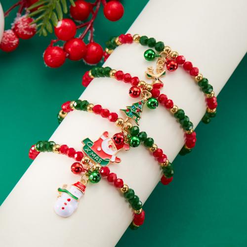 Zinc Alloy Christmas Bracelet, with Glass, feeding bottle, Vacuum Ion Plating, Christmas Design & enamel & with rhinestone 