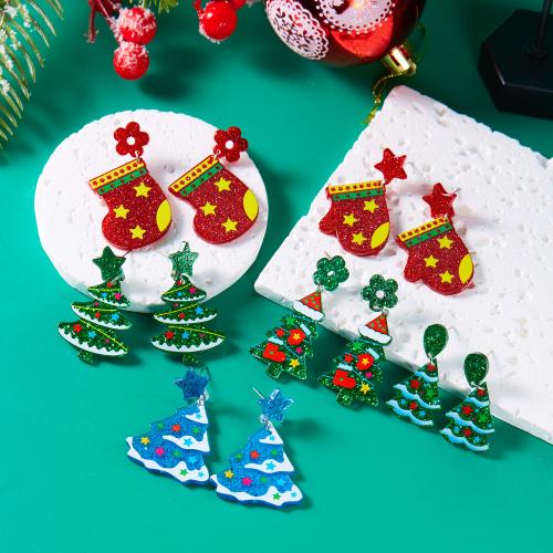 Pendientes de Navidad, Acrílico, la alimentación con biberón, Recubrimiento iónico al vacío, Diseño de Navidad & diferentes estilos para la opción, más colores para la opción, Vendido por Par