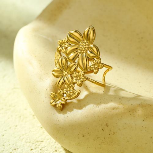 Edelstahl Fingerring, 304 Edelstahl, Blume, Modeschmuck & für Frau, goldfarben, verkauft von PC[