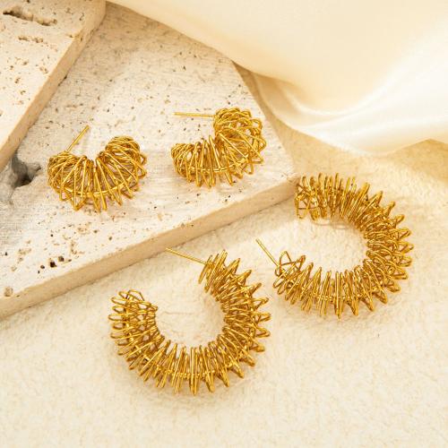 Stainless Steel Stud Earring, 304 Stainless Steel, fashion jewelry & for woman, golden 