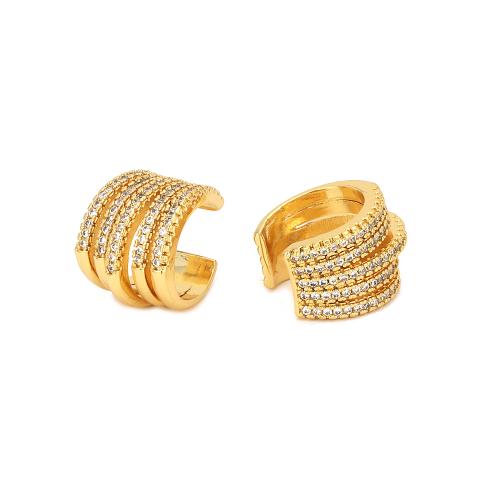 Cubic Zirconia Micro Pave Brass Earring, with Plastic Pearl, gold color plated, fashion jewelry & micro pave cubic zirconia & for woman 