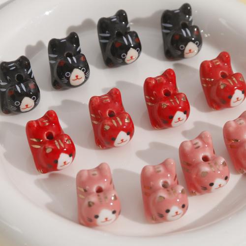 Animal Porcelain Beads, Cat, DIY 