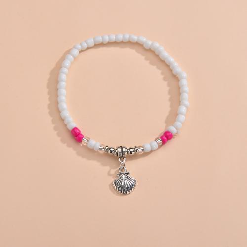 Fashion Jewelry Anklet, Seedbead, avec alliage de zinc, bijoux de mode, blanc, Vendu par PC