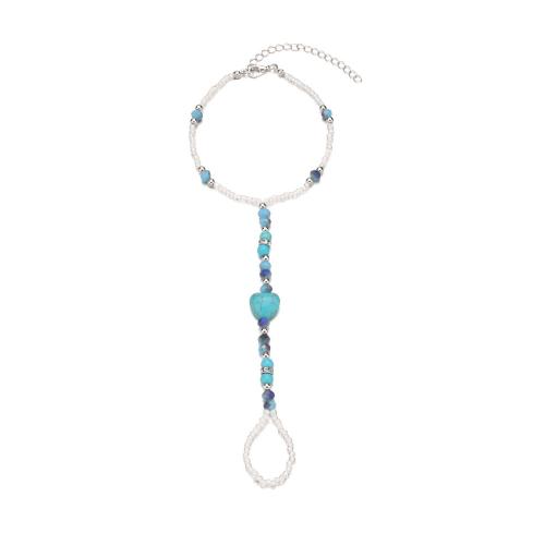 Fashion Jewelry Anklet, Seedbead, avec turquoise, bijoux de mode, bleu, Vendu par PC