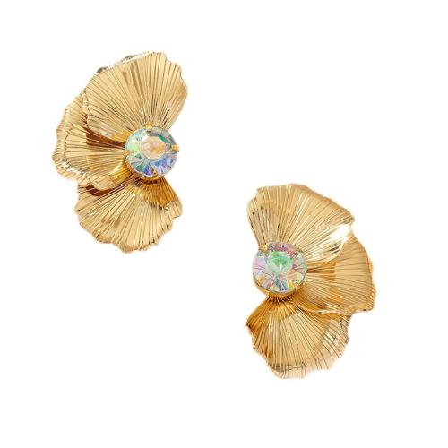 Glass Zinc Alloy Earring, with Glass, petals, plated, stoving varnish & for woman 