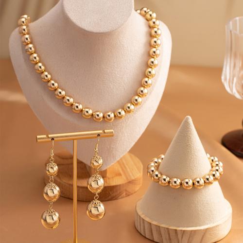 Fashion Zinc Alloy Jewelry Sets, bracelet & earring & necklace, plated, for woman, gold 