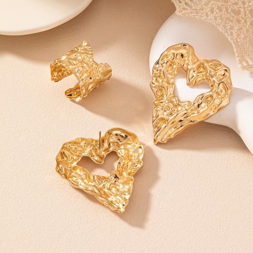 Fashion Zinc Alloy Jewelry Sets, Stud Earring & finger ring, plated, for woman, gold 