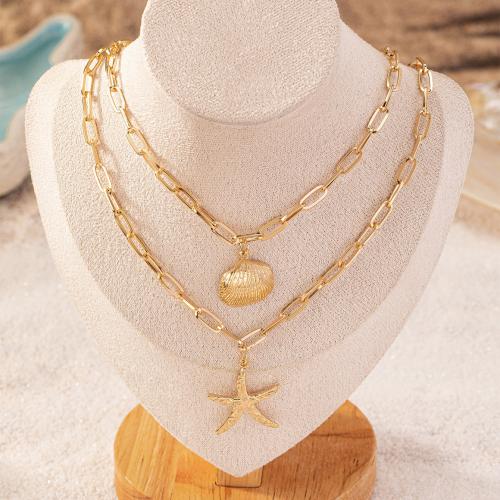 Zinc Alloy Necklace, plated, for woman, gold 