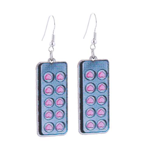 Acrylic Drop Earring, Zinc Alloy, with Acrylic, printing & for woman 