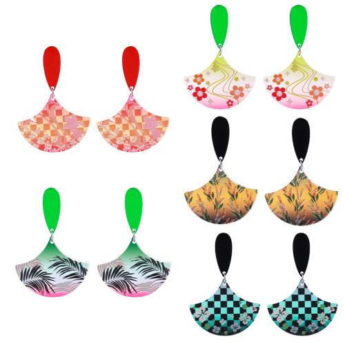 Acrylic Drop Earring, Zinc Alloy, with Acrylic, printing, vintage & for woman 