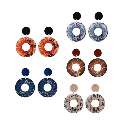 Acrylic Drop Earring, Zinc Alloy, with Acrylic, printing, vintage & for woman 