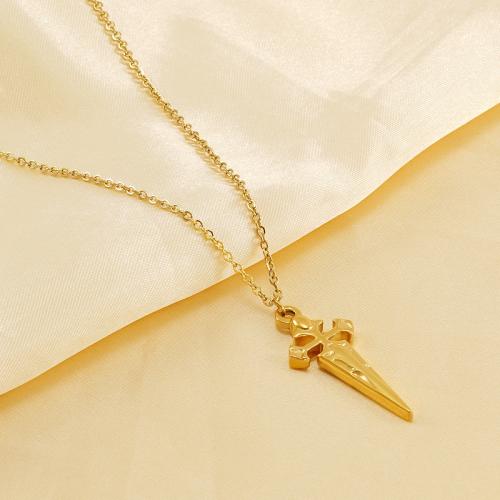 Stainless Steel Jewelry Necklace, 304 Stainless Steel, 18K gold plated, fashion jewelry & Unisex, golden Approx 45 cm 