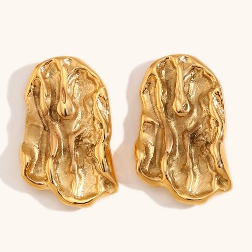 Stainless Steel Stud Earring, 304 Stainless Steel, 18K gold plated, fashion jewelry & for woman, golden 