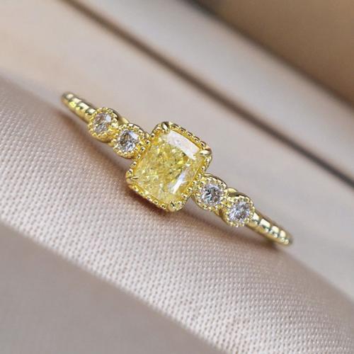 Anillo de dedo de cobre amarillo zirconia pavimenta Cubic, metal, diverso tamaño para la opción & micro arcilla de zirconia cúbica & para mujer, Vendido por UD[