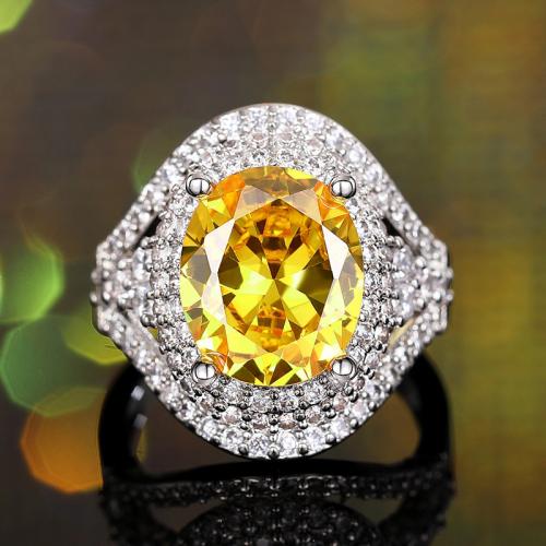 Anillo de dedo de cobre amarillo zirconia pavimenta Cubic, metal, diverso tamaño para la opción & micro arcilla de zirconia cúbica & para mujer, Vendido por UD[