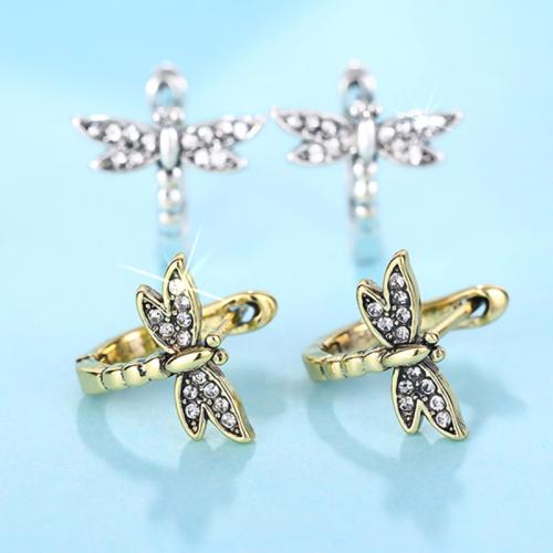 Cubic Zirconia Micro Pave Brass Earring, Dragonfly, fashion jewelry & micro pave cubic zirconia & for woman 