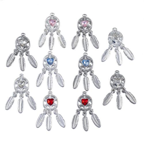 Zinc Alloy Rhinestone Pendants, Dream Catcher, plated, DIY & with rhinestone Approx 2mm, Approx 