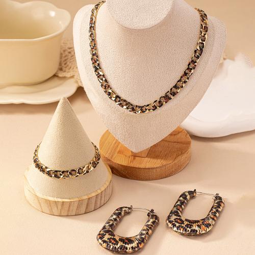 Fashion Zinc Alloy Jewelry Sets, bracelet & earring & necklace, plated, for woman, gold 