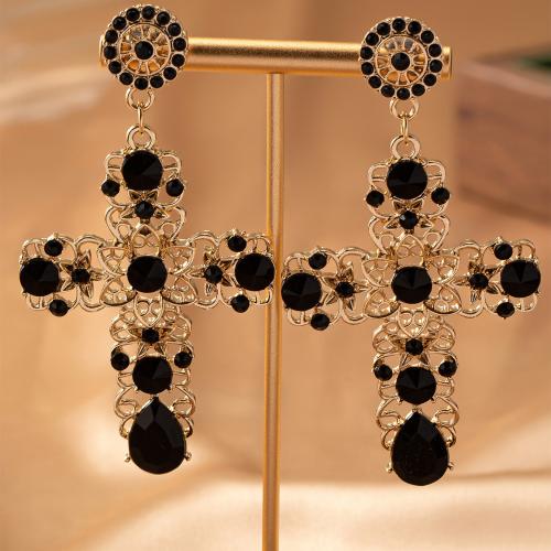 Zinc Alloy Drop Earring, plated, micro pave cubic zirconia & for woman, gold 