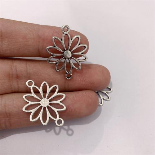 Flower Zinc Alloy Connector, antique silver color plated, DIY & 1/1 loop 