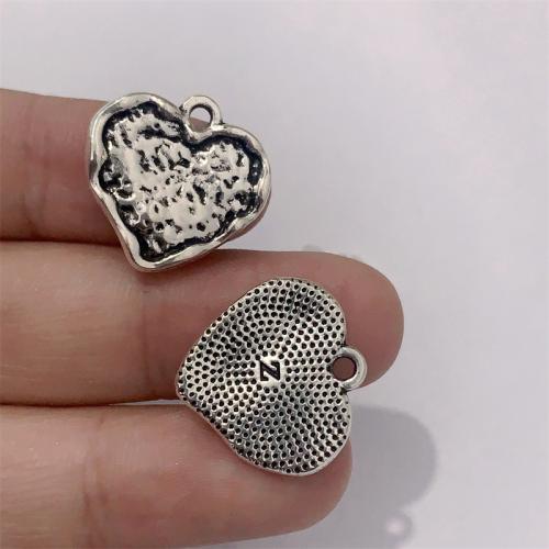 Zinc Alloy Heart Pendants, antique silver color plated, DIY 