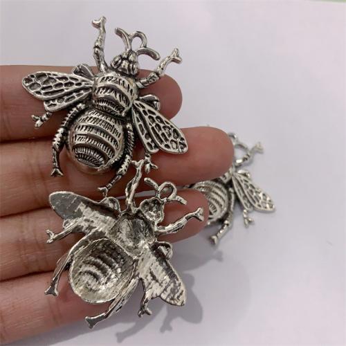 Pendentifs animaux en alliage de zinc, abeille, Plaqué de couleur d'argent, DIY Vendu par sac