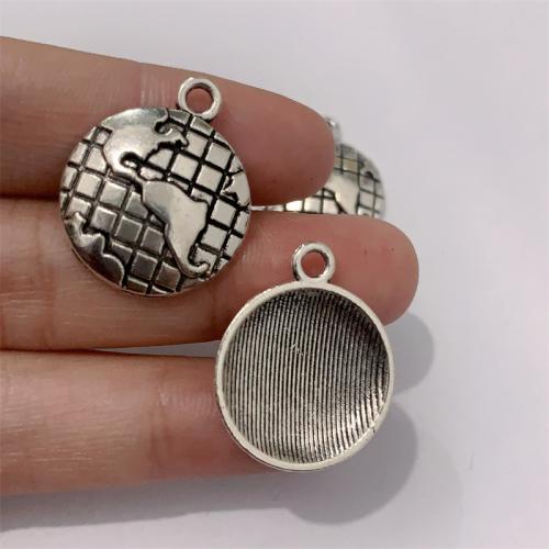 Zinc Alloy Jewelry Pendants, Globe, antique silver color plated, DIY 