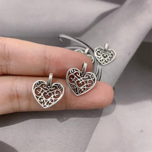 Zinc Alloy Heart Pendants, antique silver color plated, DIY 