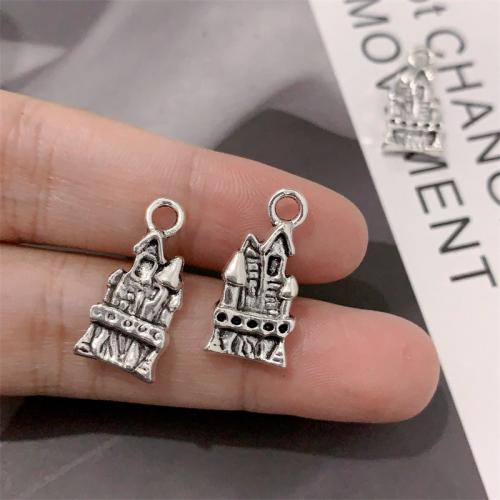 Zinc Alloy Jewelry Pendants, Castle, antique silver color plated, DIY 