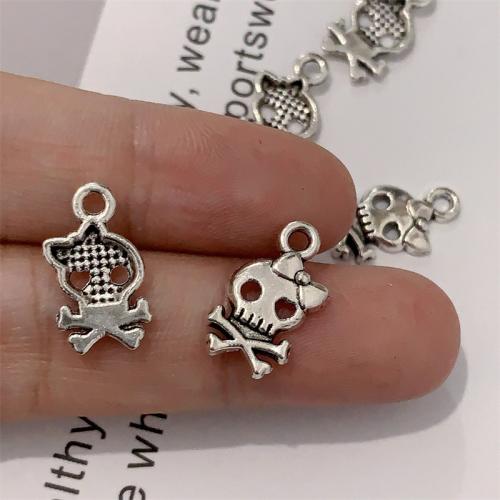 Zinc Alloy Skull Pendants, antique silver color plated, DIY 